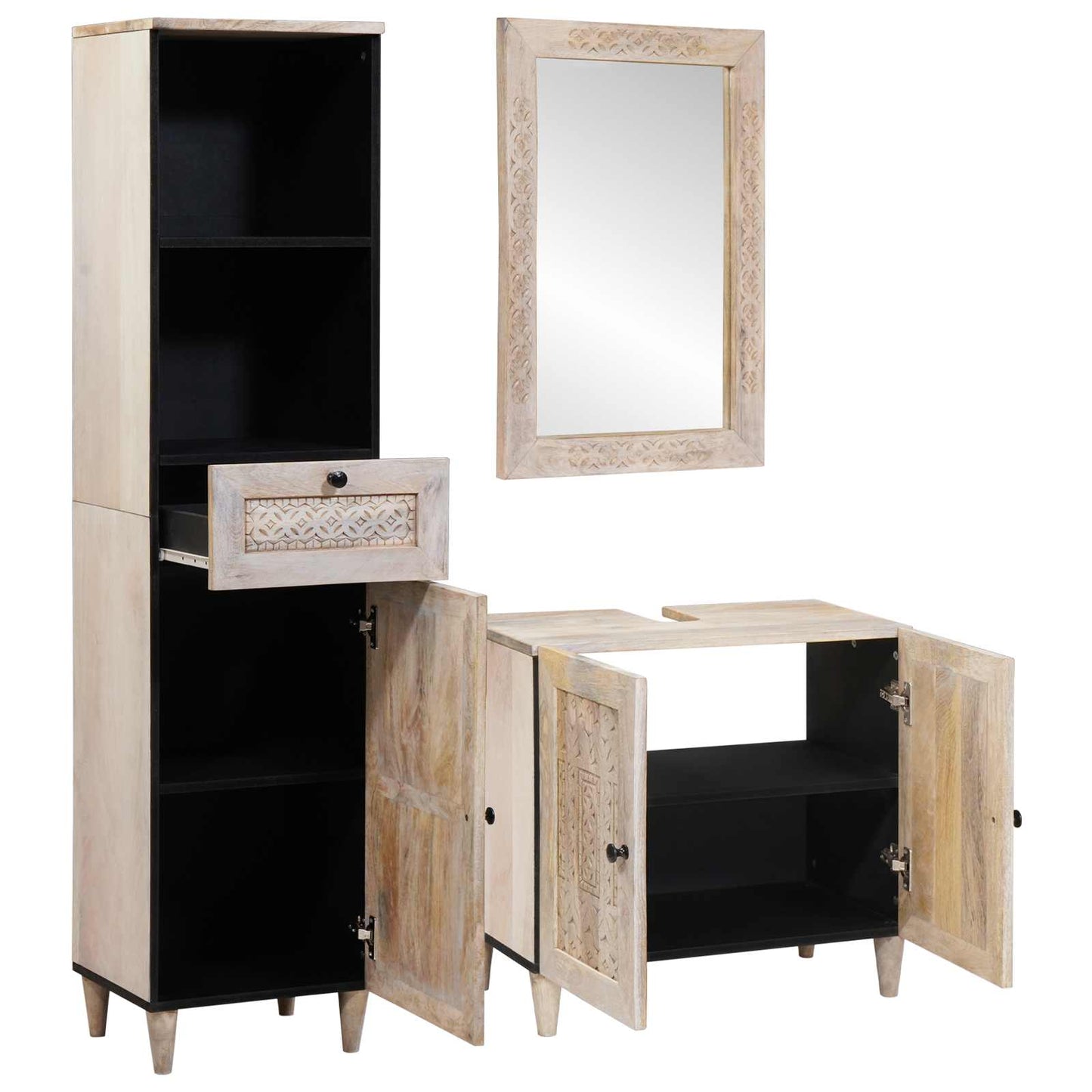 Bathroom Furniture Set with Drawer 3 pcs White Engineered Wood