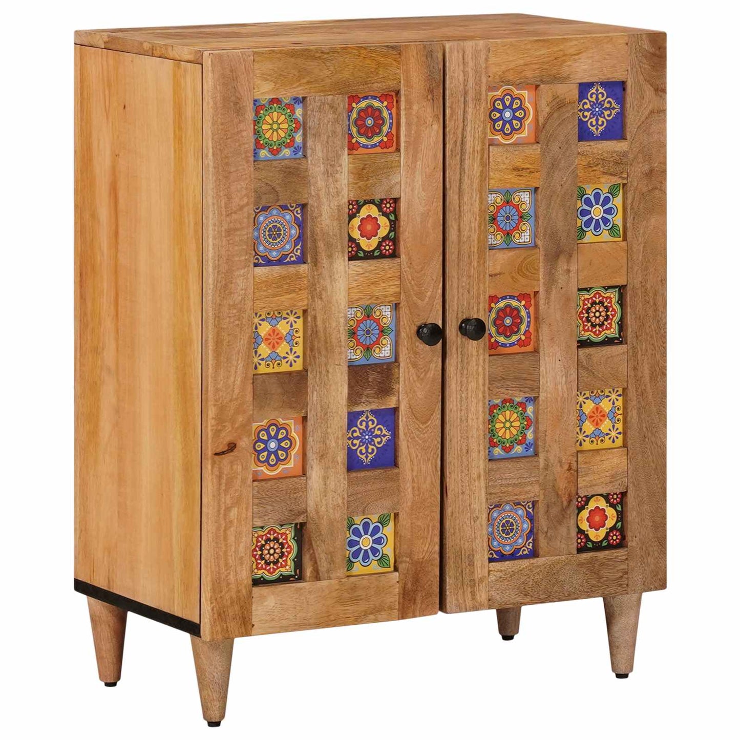 Bathroom Furniture Set with Door 2 pcs Natural Solid Mango Wood