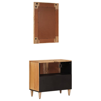 Bathroom Furniture Set with Door 2 pcs Natural Solid Mango Wood