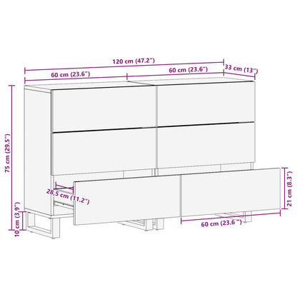Sideboard 2 pcs Brown 60 x 33 x 75 cm Solid Mango Wood