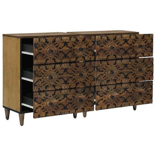 Sideboard 2 pcs 60 x 33.5 x 75 cm Solid Mango Wood Brown