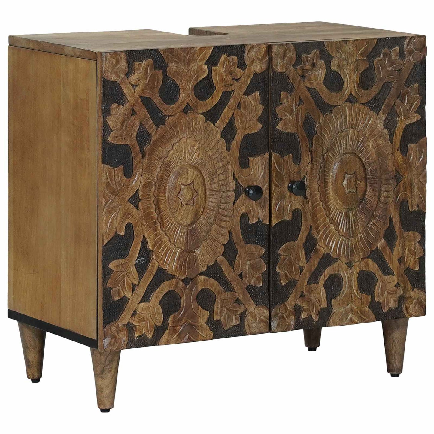 Bathroom Furniture Set with Drawer 3 pcs Brown Solid Mango Wood