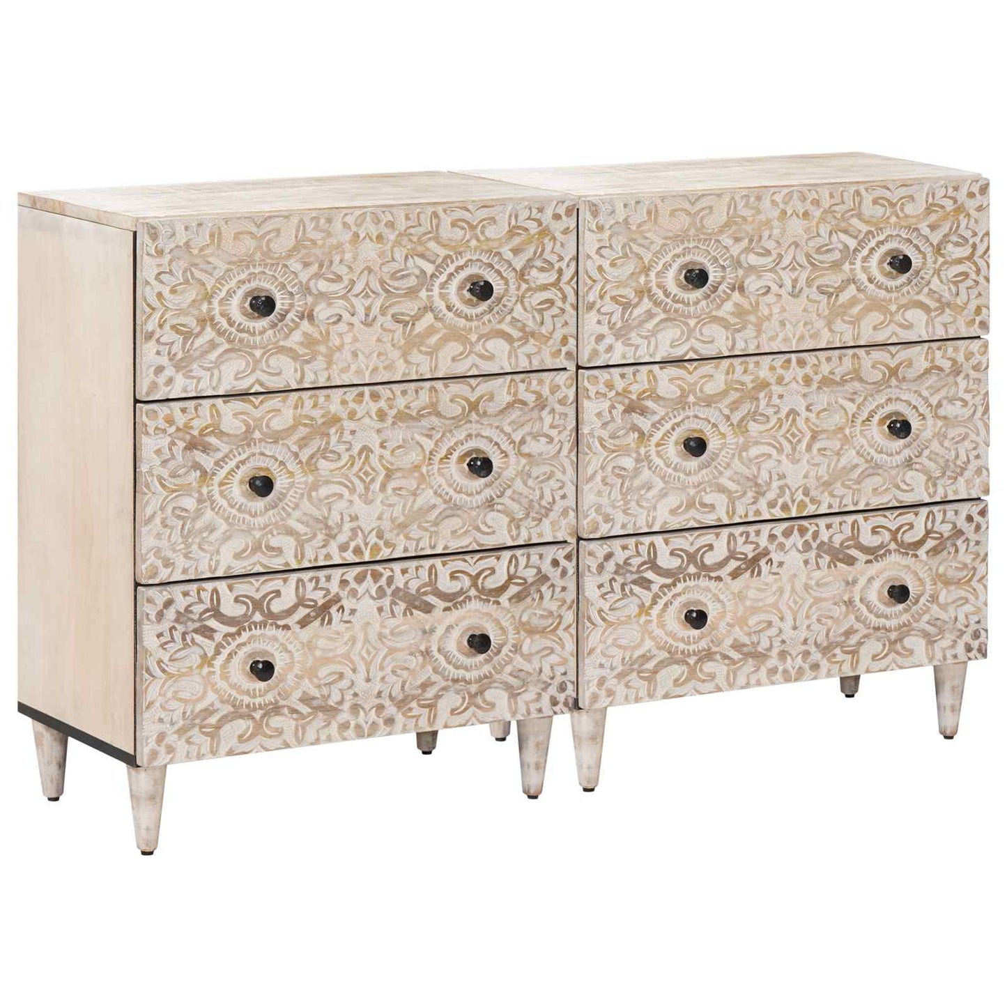 Sideboard 2 pcs White 60 x 33.5 x 75 cm Solid Mango Wood
