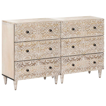 Sideboard 2 pcs White 60 x 33.5 x 75 cm Solid Mango Wood