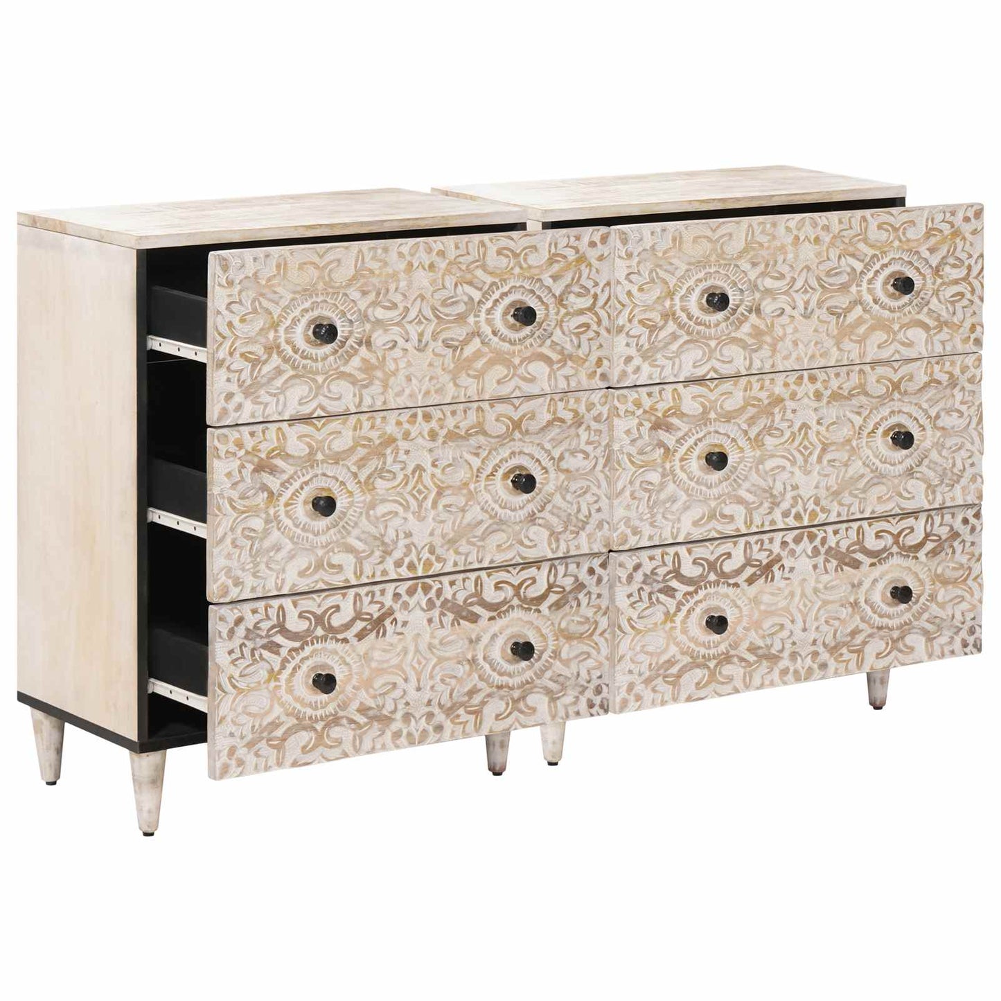 Sideboard 2 pcs White 60 x 33.5 x 75 cm Solid Mango Wood