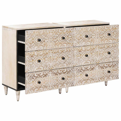 Sideboard 2 pcs White 60 x 33.5 x 75 cm Solid Mango Wood