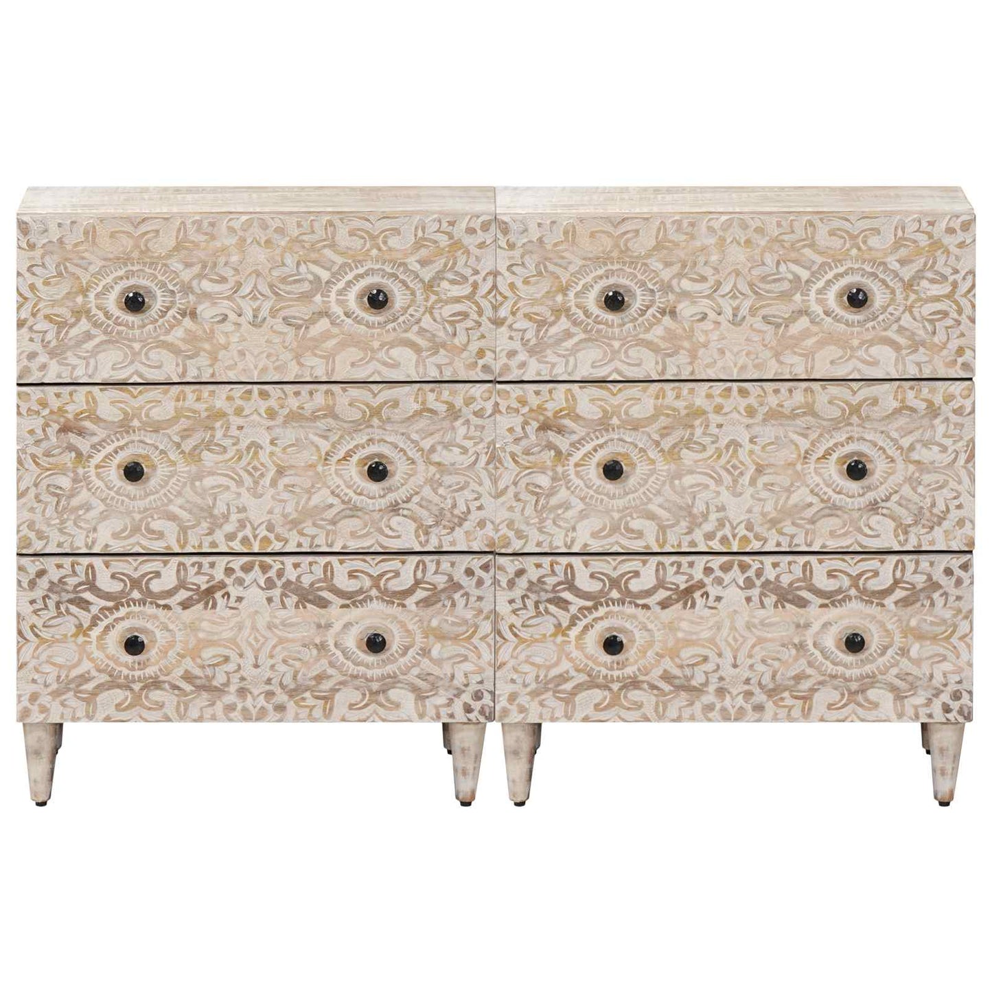 Sideboard 2 pcs White 60 x 33.5 x 75 cm Solid Mango Wood