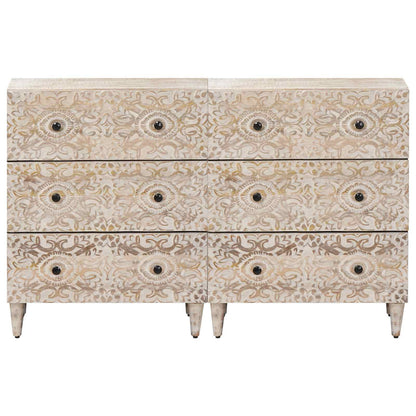 Sideboard 2 pcs White 60 x 33.5 x 75 cm Solid Mango Wood