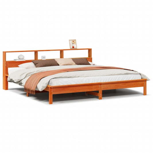 Bed Frame without Mattress Wax Brown 200x200 cm Solid Wood Pine