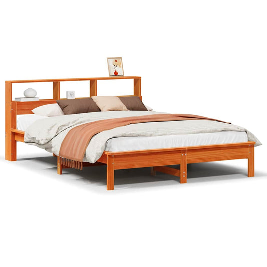 Bed Frame without Mattress Wax Brown 140x200 cm Solid Wood Pine
