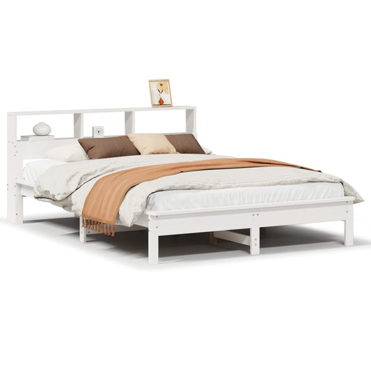 Bed Frame without Mattress White 135x190 cm Double Solid Wood Pine