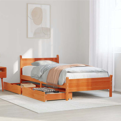 Bed Frame without Mattress Wax Brown 90x200 cm Solid Wood Pine