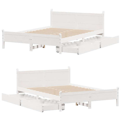 Bed Frame without Mattress White 135x190 cm Double Solid Wood Pine