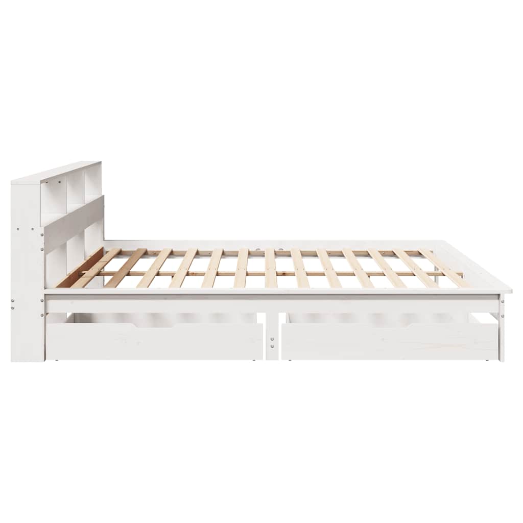 Bookcase Bed without Mattress White 200x200 cm Solid Wood Pine