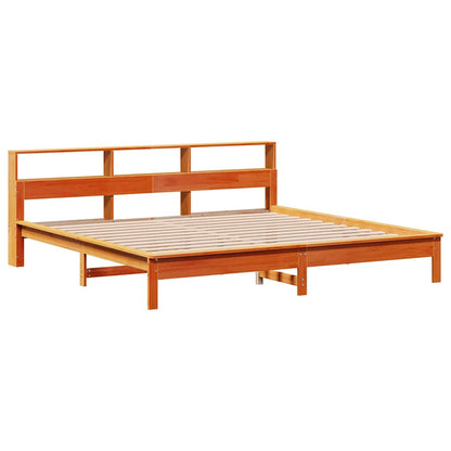 Bookcase Bed without Mattress Wax Brown 180x200 cm Super King Solid Wood Pine