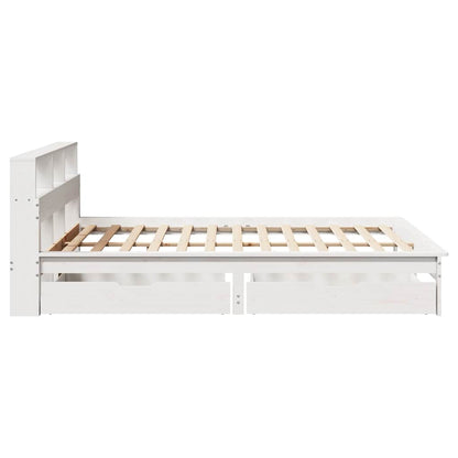 Bookcase Bed without Mattress White 160x200 cm Solid Wood Pine