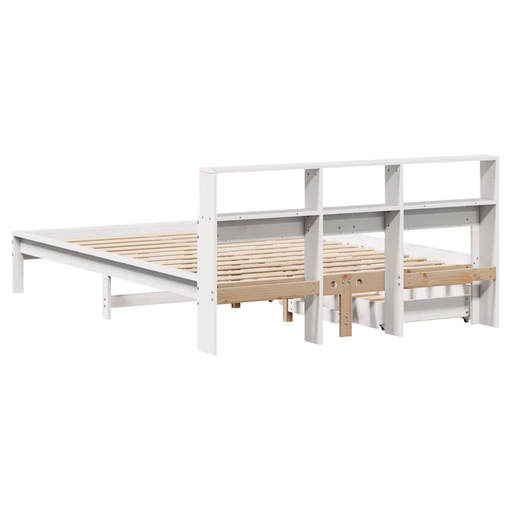 Bookcase Bed without Mattress White 160x200 cm Solid Wood Pine