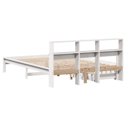 Bookcase Bed without Mattress White 160x200 cm Solid Wood Pine