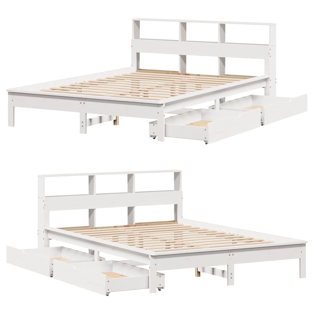 Bookcase Bed without Mattress White 160x200 cm Solid Wood Pine