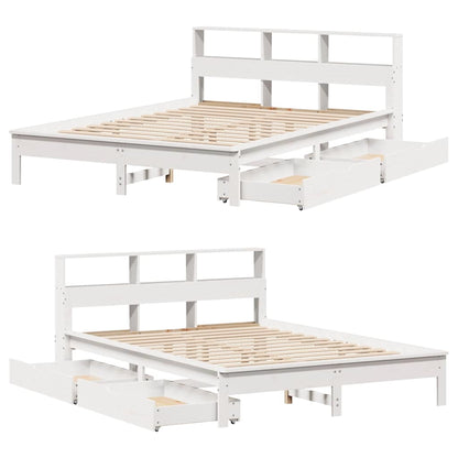 Bookcase Bed without Mattress White 160x200 cm Solid Wood Pine