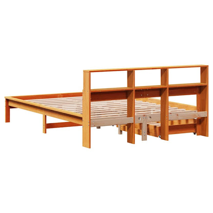 Bookcase Bed without Mattress Wax Brown 160x200 cm Solid Wood Pine
