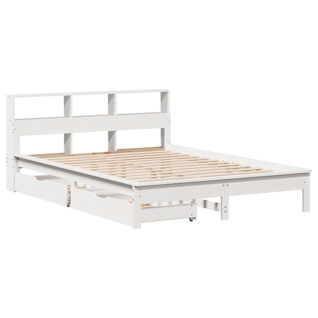 Bookcase Bed without Mattress White 140x200 cm Solid Wood Pine