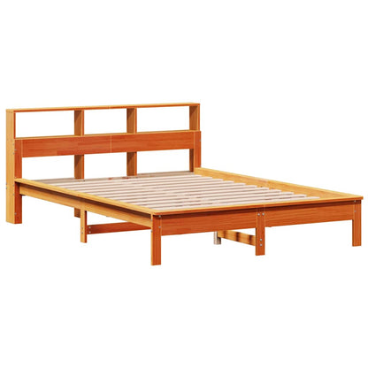 Bookcase Bed without Mattress Wax Brown 140x200 cm Solid Wood Pine