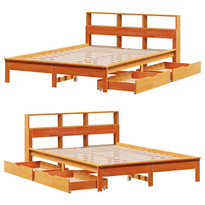 Bookcase Bed without Mattress Wax Brown 140x200 cm Solid Wood Pine