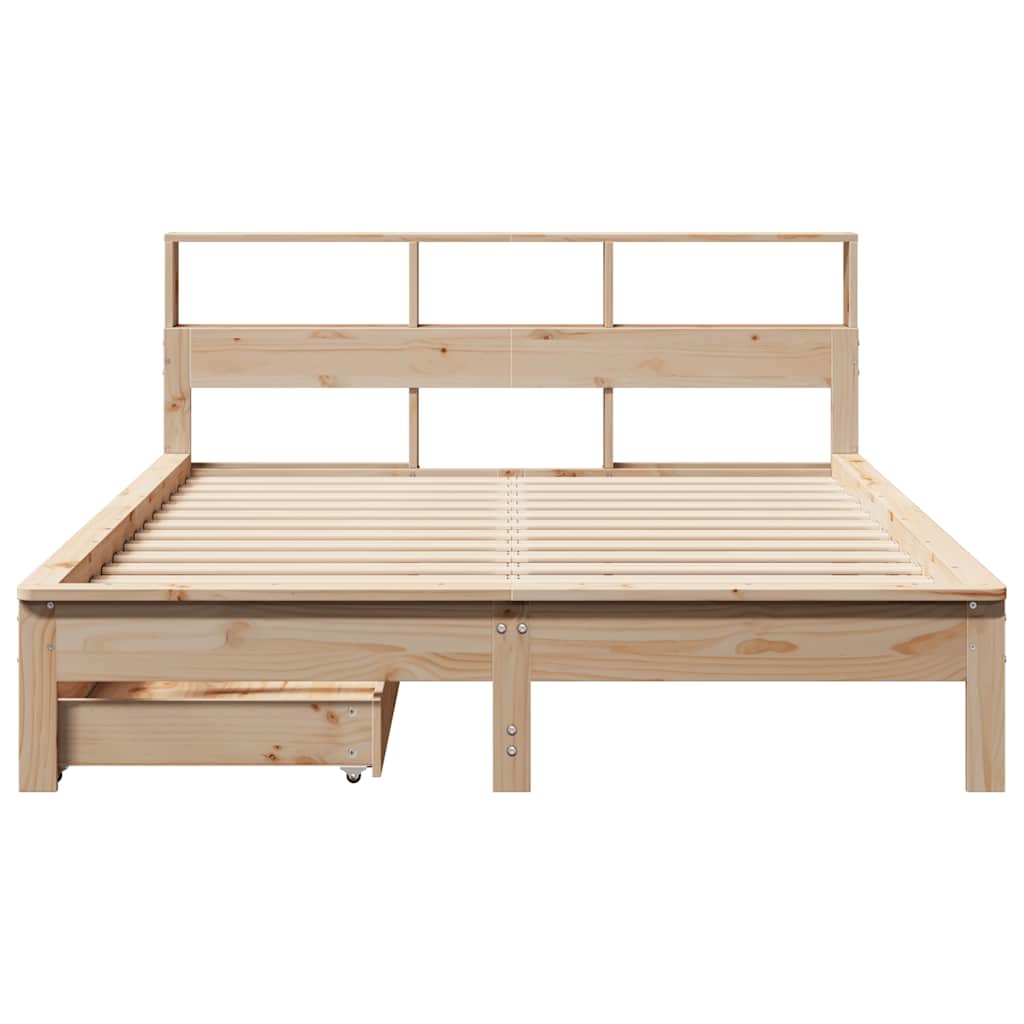 Bookcase Bed without Mattress 135x190 cm Double Solid Wood Pine