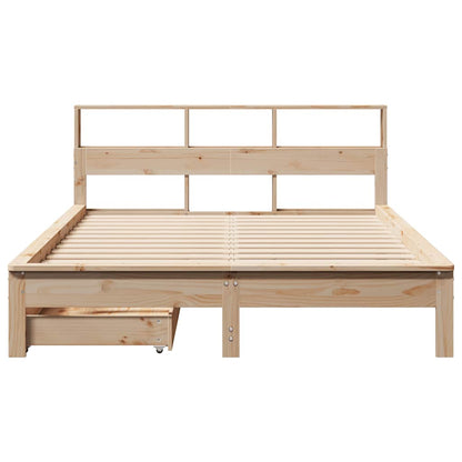 Bookcase Bed without Mattress 135x190 cm Double Solid Wood Pine