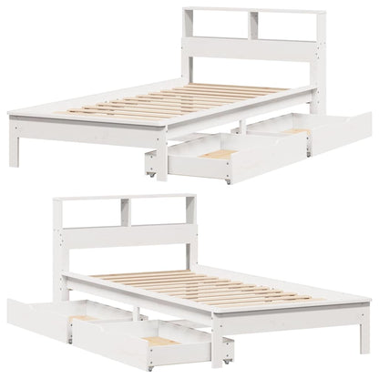 Bookcase Bed without Mattress White 90x190 cm Single Solid Wood Pine