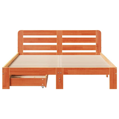 Bed Frame without Mattress Wax Brown 140x200 cm Solid Wood Pine