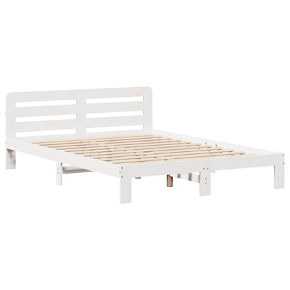 Bed Frame without Mattress White 150x200 cm King Size Solid Wood Pine