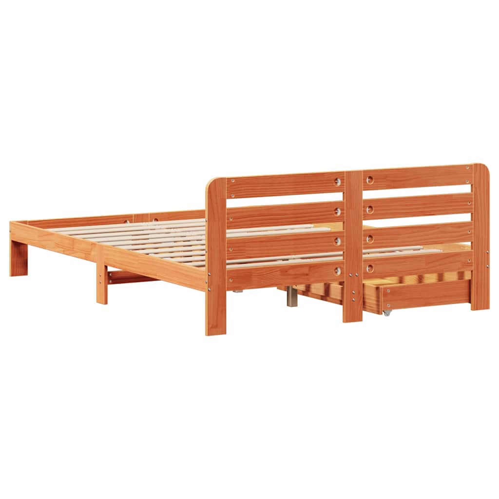 Bed Frame without Mattress Wax Brown 160x200 cm Solid Wood Pine