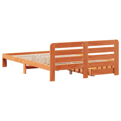Bed Frame without Mattress Wax Brown 160x200 cm Solid Wood Pine