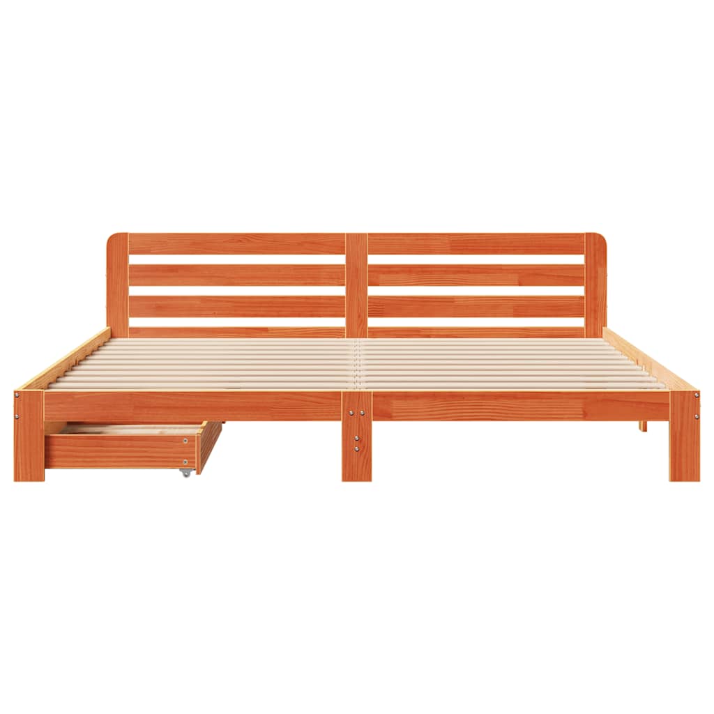 Bed Frame without Mattress Wax Brown 180x200 cm Super King Solid Wood Pine