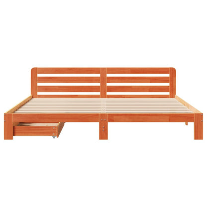Bed Frame without Mattress Wax Brown 180x200 cm Super King Solid Wood Pine