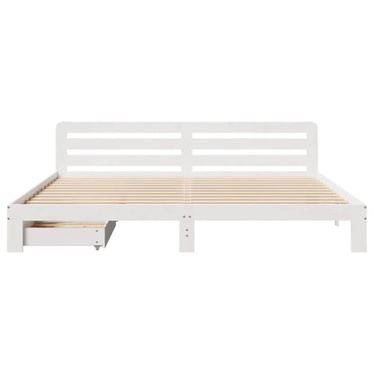 Bed Frame without Mattress White 200x200 cm Solid Wood Pine