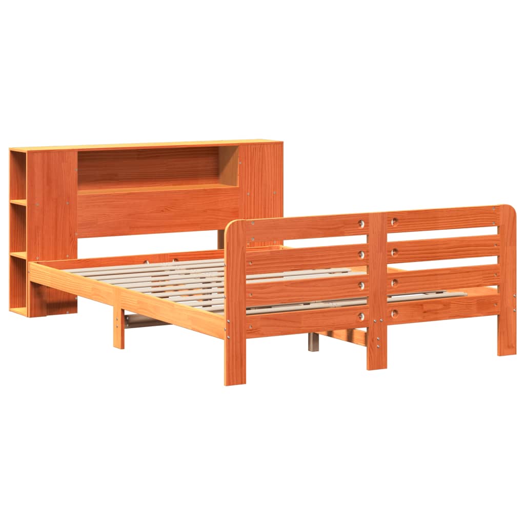 Bed Frame without Mattress Wax Brown 140x200 cm Solid Wood Pine