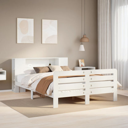 Bed Frame without Mattress White 135x190 cm Double Solid Wood Pine