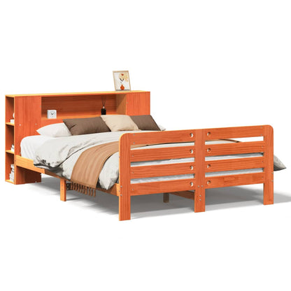 Bed Frame without Mattress Wax Brown 135x190 cm Double Solid Wood Pine
