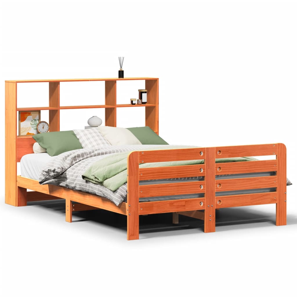 Bed Frame without Mattress Wax Brown 150x200 cm King Size Solid Wood Pine
