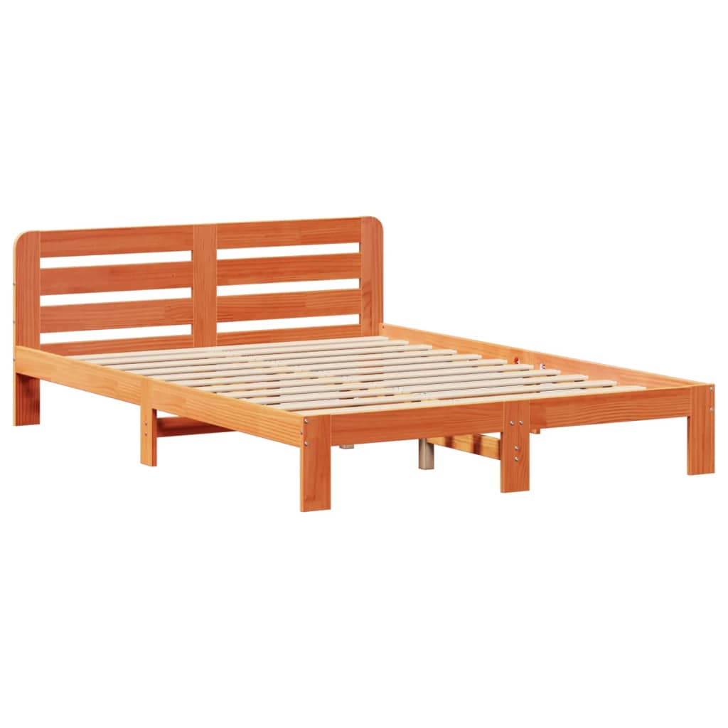 Bed Frame without Mattress Wax Brown 160x200 cm Solid Wood Pine