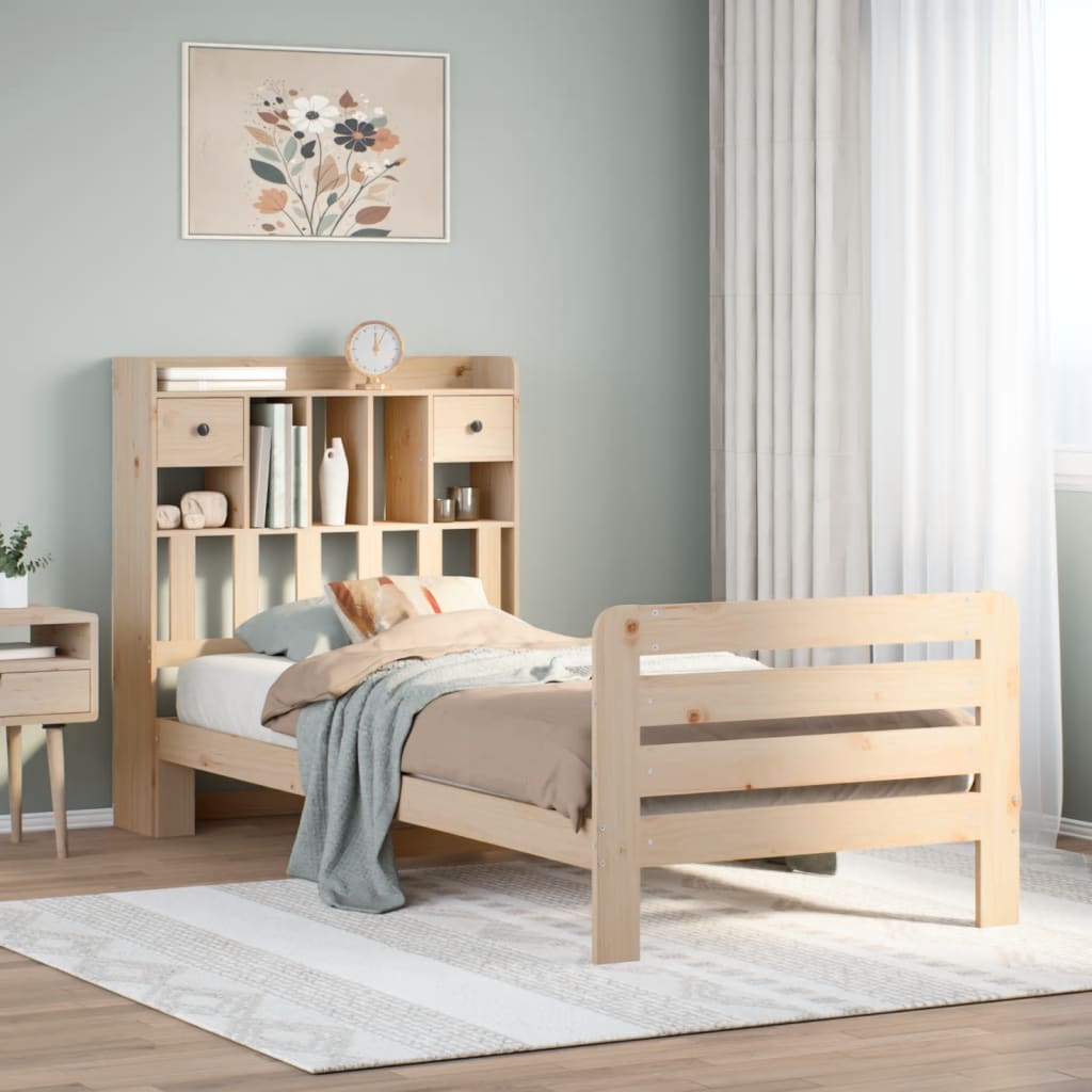 Bookcase Bed | Natural | Solid Pine Wood | Double | Bookcase Bed