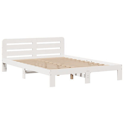 Bookcase Bed without Mattress White 150x200 cm King Size Solid Wood Pine