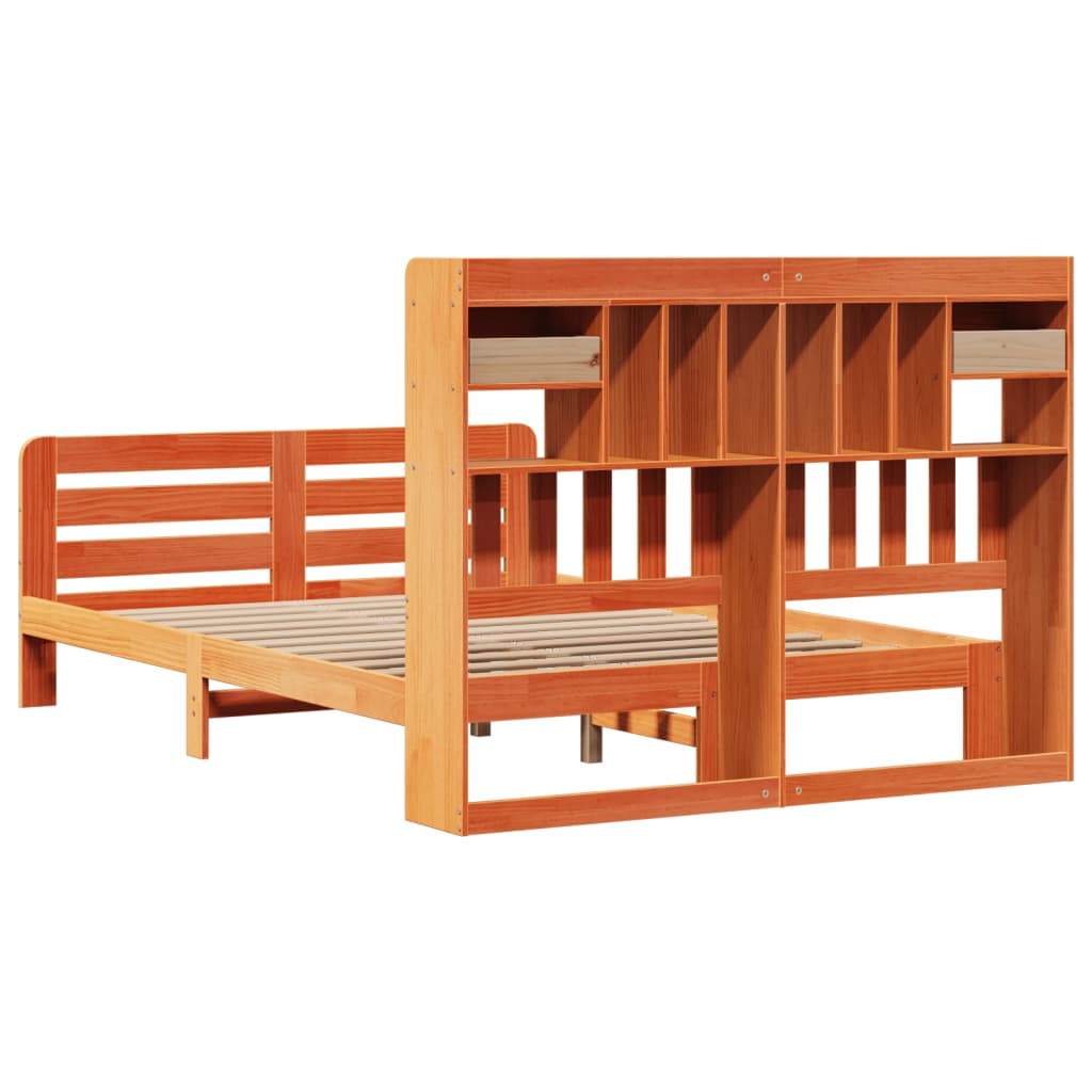 Bookcase Bed without Mattress Wax Brown 160x200 cm Solid Wood Pine
