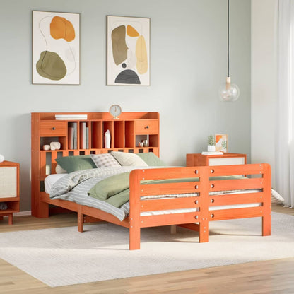Bookcase Bed without Mattress Wax Brown 160x200 cm Solid Wood Pine