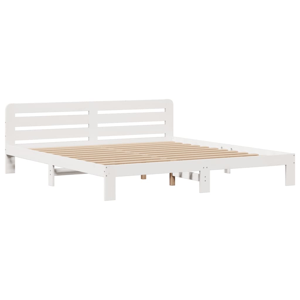 Bookcase Bed without Mattress White 180x200 cm Super King Solid Wood Pine