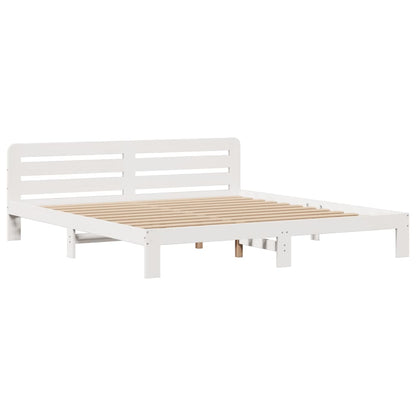 Bookcase Bed without Mattress White 180x200 cm Super King Solid Wood Pine
