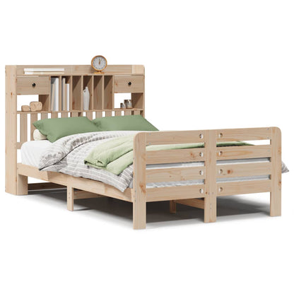 Bookcase Bed without Mattress 135x190 cm Double Solid Wood Pine